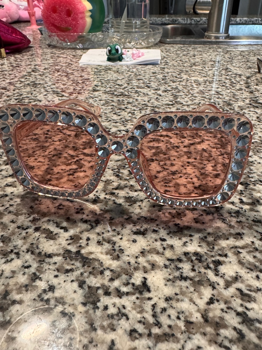 Crystal-Trim Pink Women's Fashion Sunglasses
